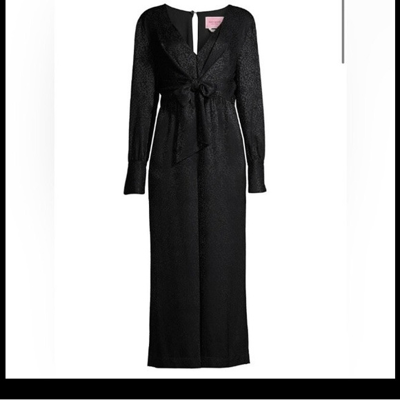 🖤NWT🖤 Elegant Kate Spade Black One Piece Front Tie Pantsuit - Size 0 - Picture 1 of 16